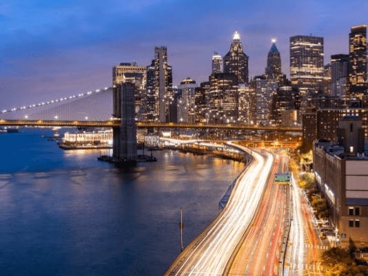 New York skyline at night