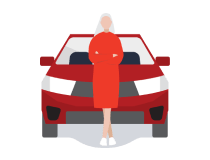 woman in front of car