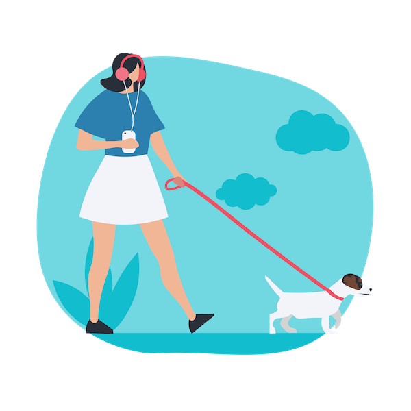 Lady walking dog