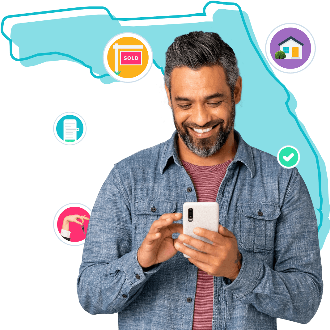 Happy AceableAgent student taking the app on their mobile phone