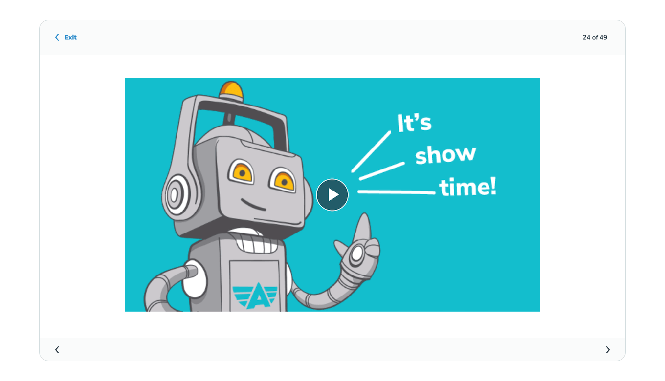 aceable robot video saying it's show time