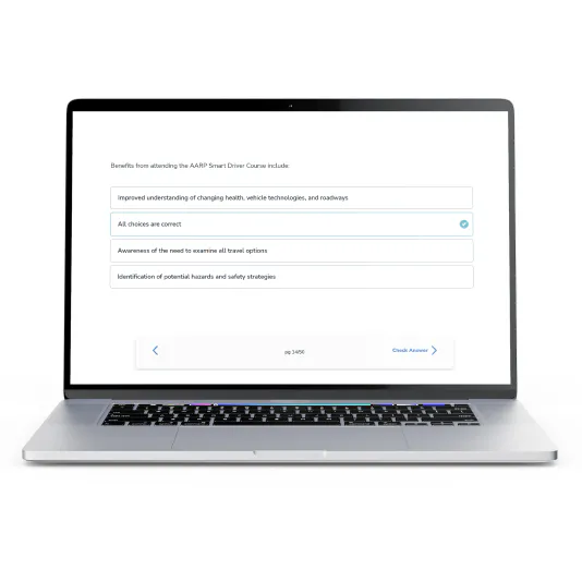 Laptop showing example course question
