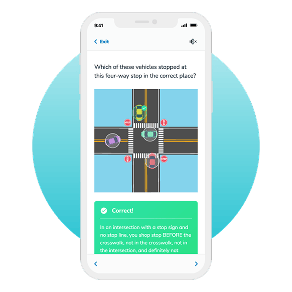 Four way intersection question on Aceable app