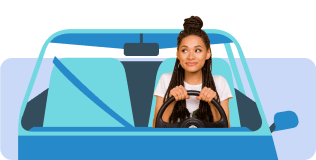 Girl driving car