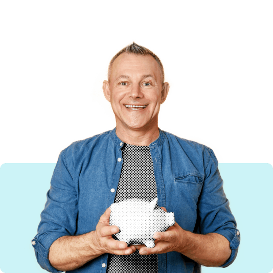 Man holding a piggy bank