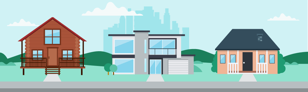 Three very different styles of houses.