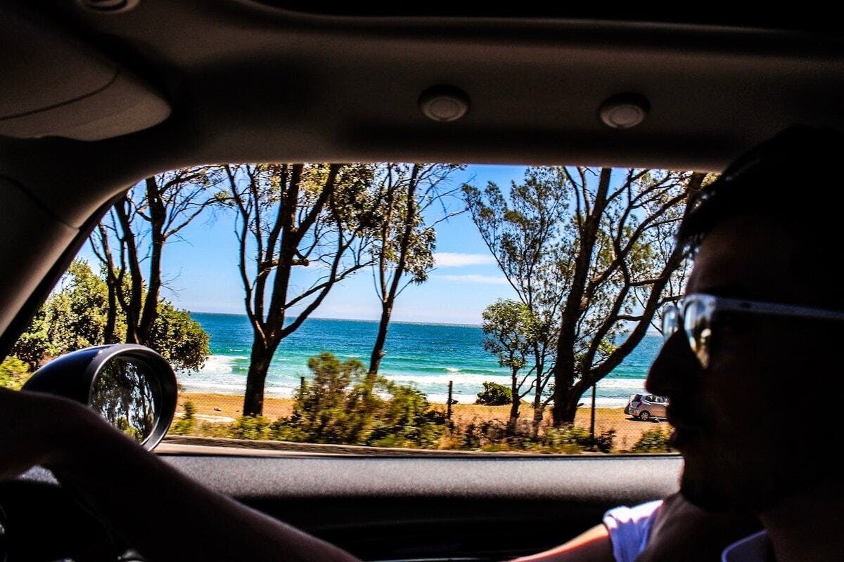 driving by the beach