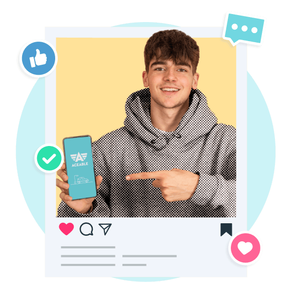 Teen Boy holding phone with Aceable app