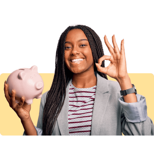 Girl holding a piggy bank