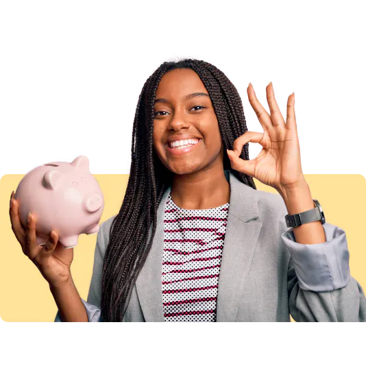 Girl holding a piggy bank