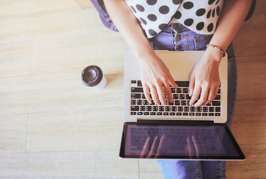 woman working on laptop