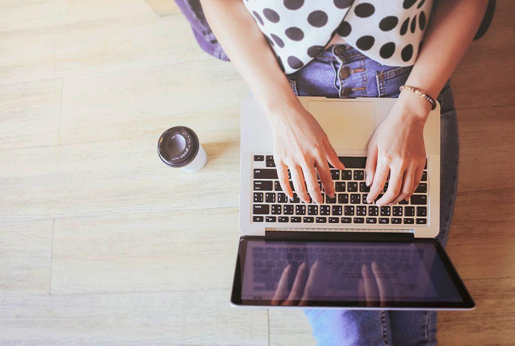 woman working on laptop