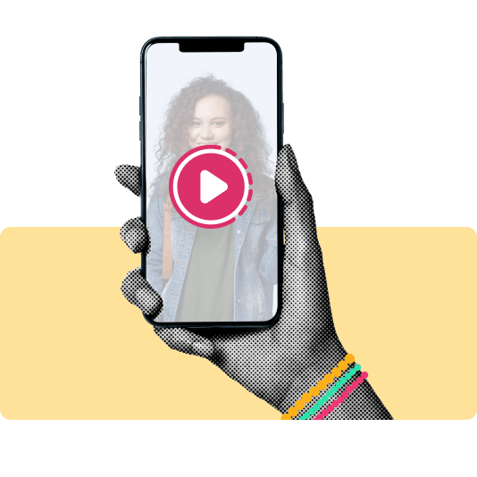 Hand Holding Phone with Influencer