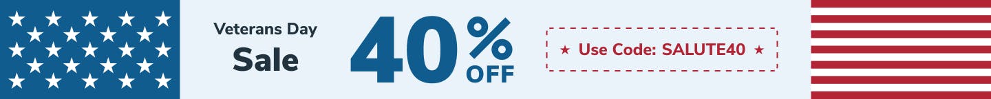 Veteran's Day Sale 40% Off Code: Salute40