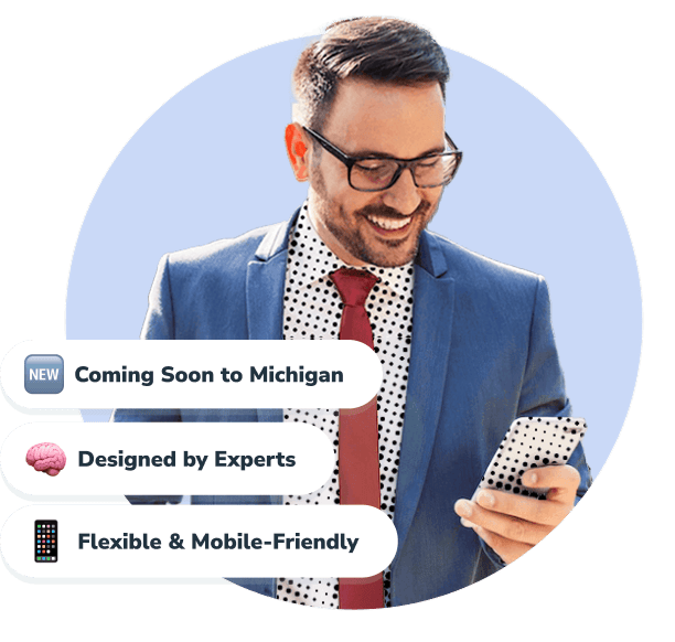 michigan man looking at phone