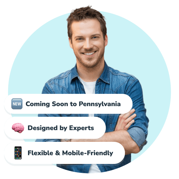 man crossing his arms smiling with value points of PA INS