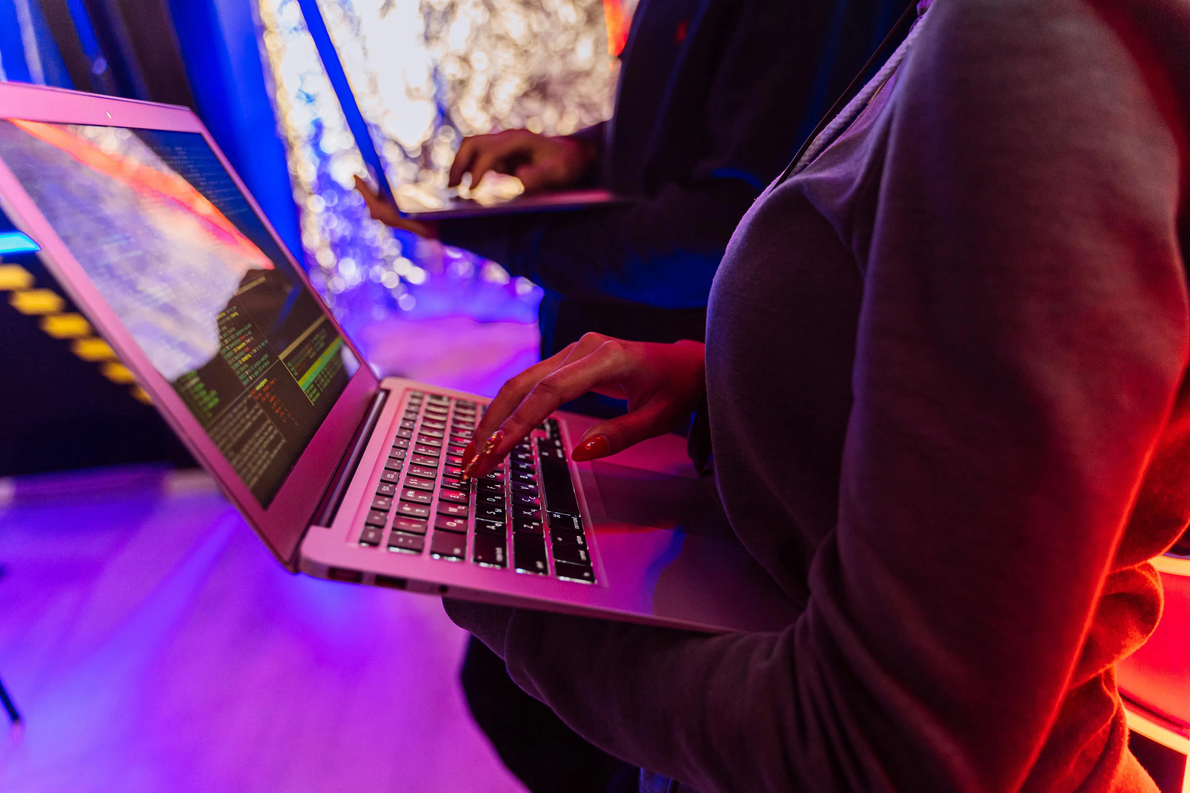 typing on the computer