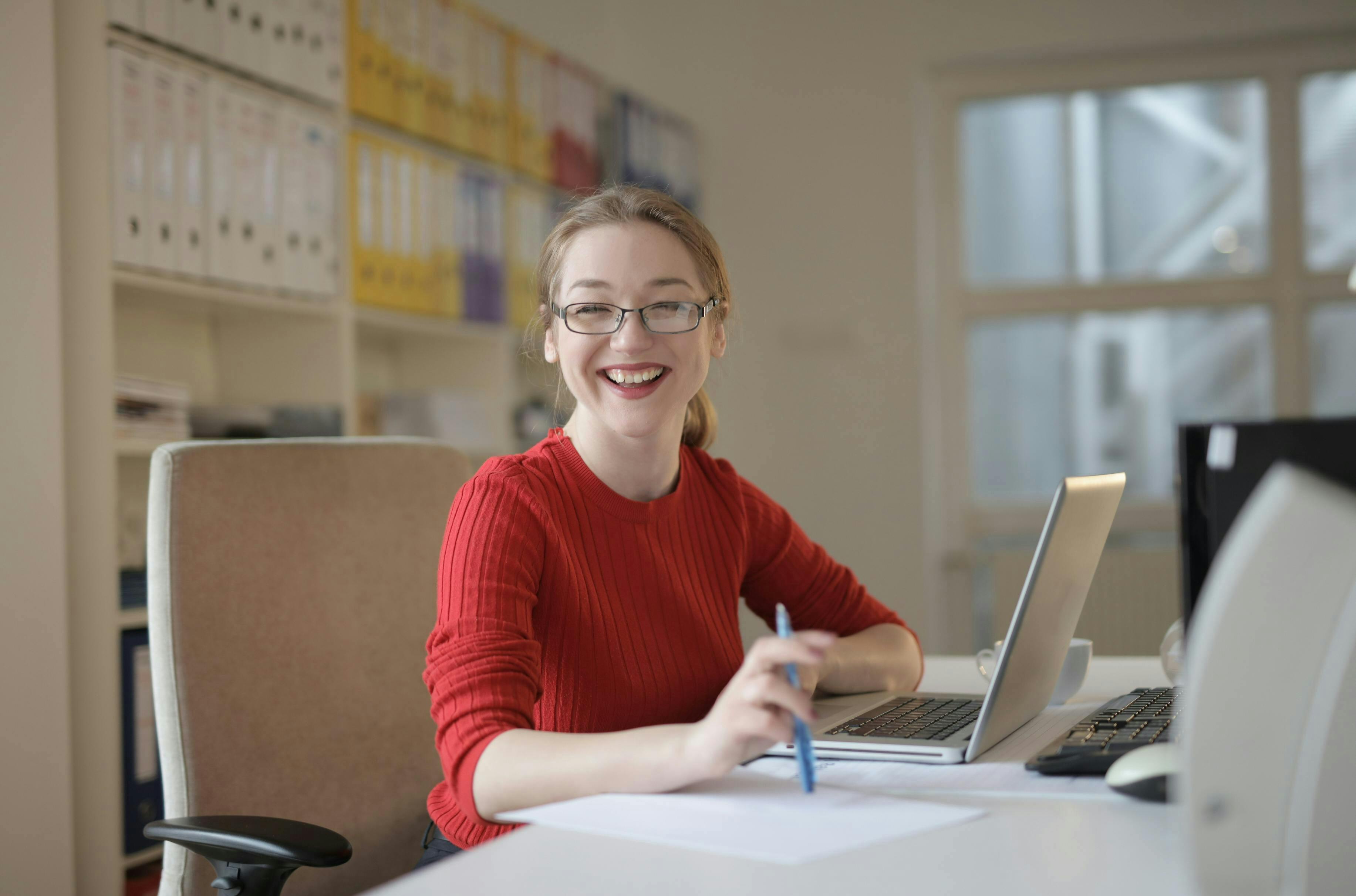 woman at her desk