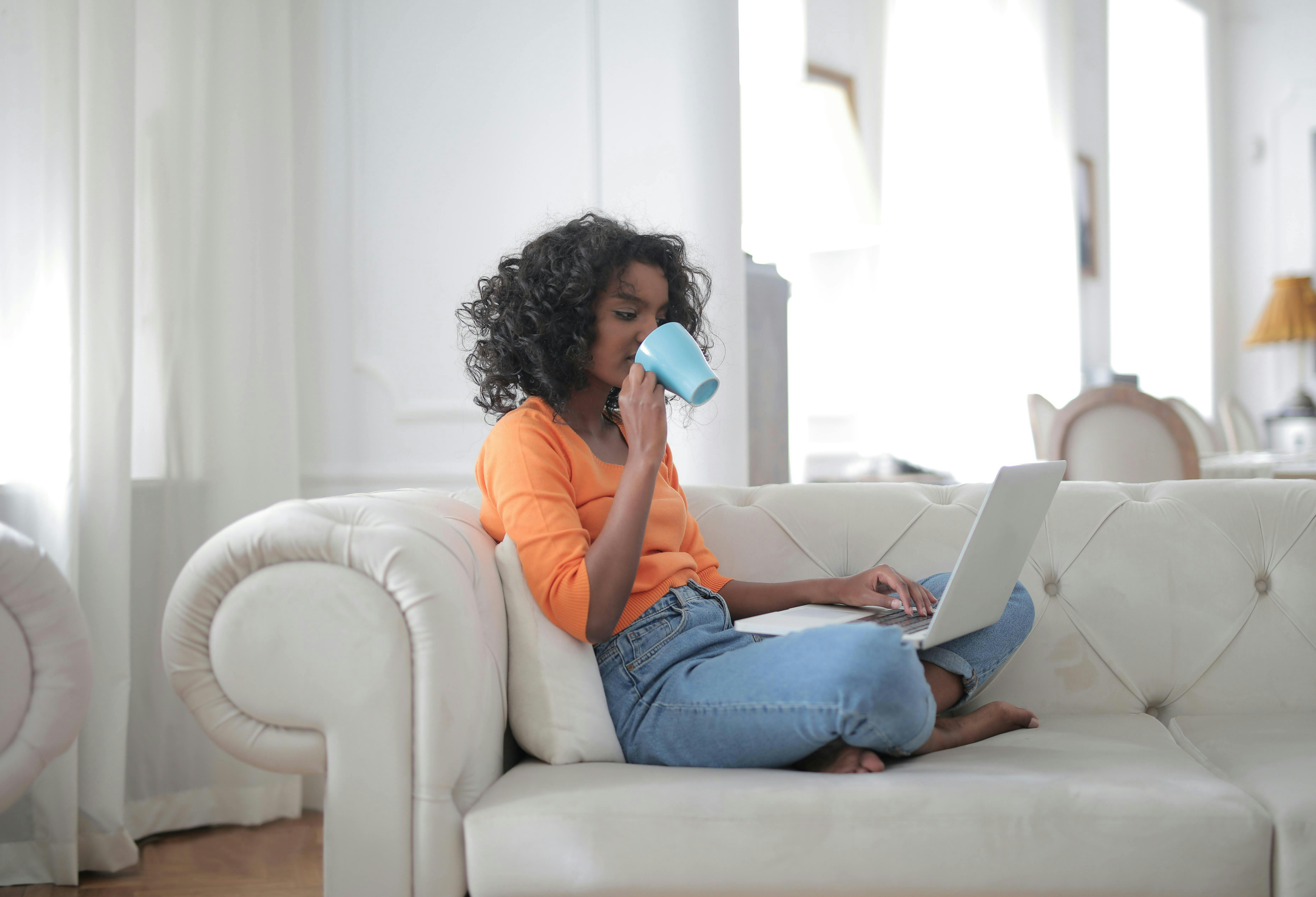 woman working from home on her laptop