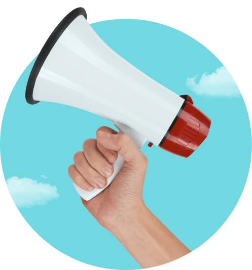 Megaphone held in a hand