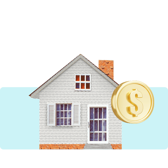 House with a gold coin floating next to it