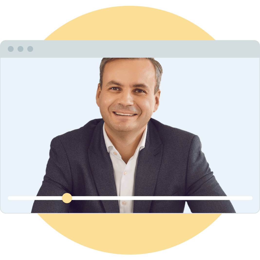 Man smiling on a webinar player