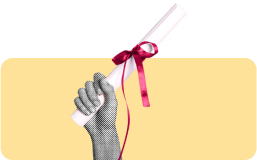 hand holding diploma