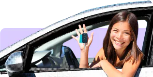 Girl sitting in a car holding her car keys