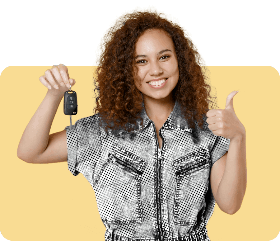 Woman holding car key