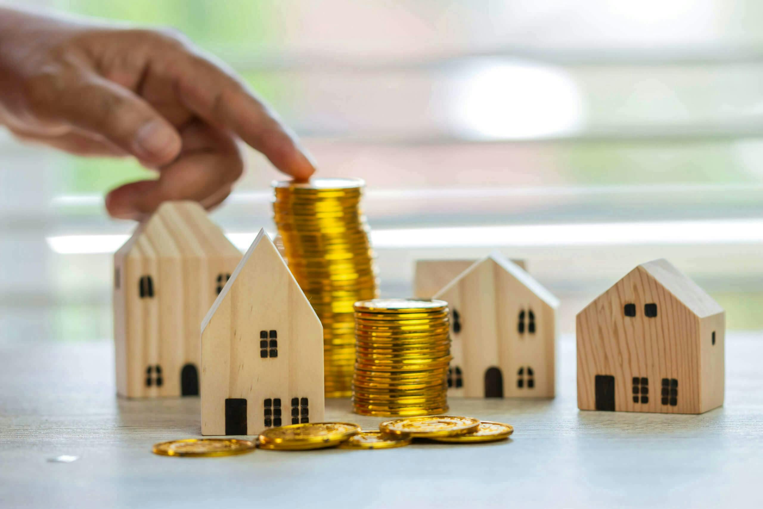 building home. replicas with coins