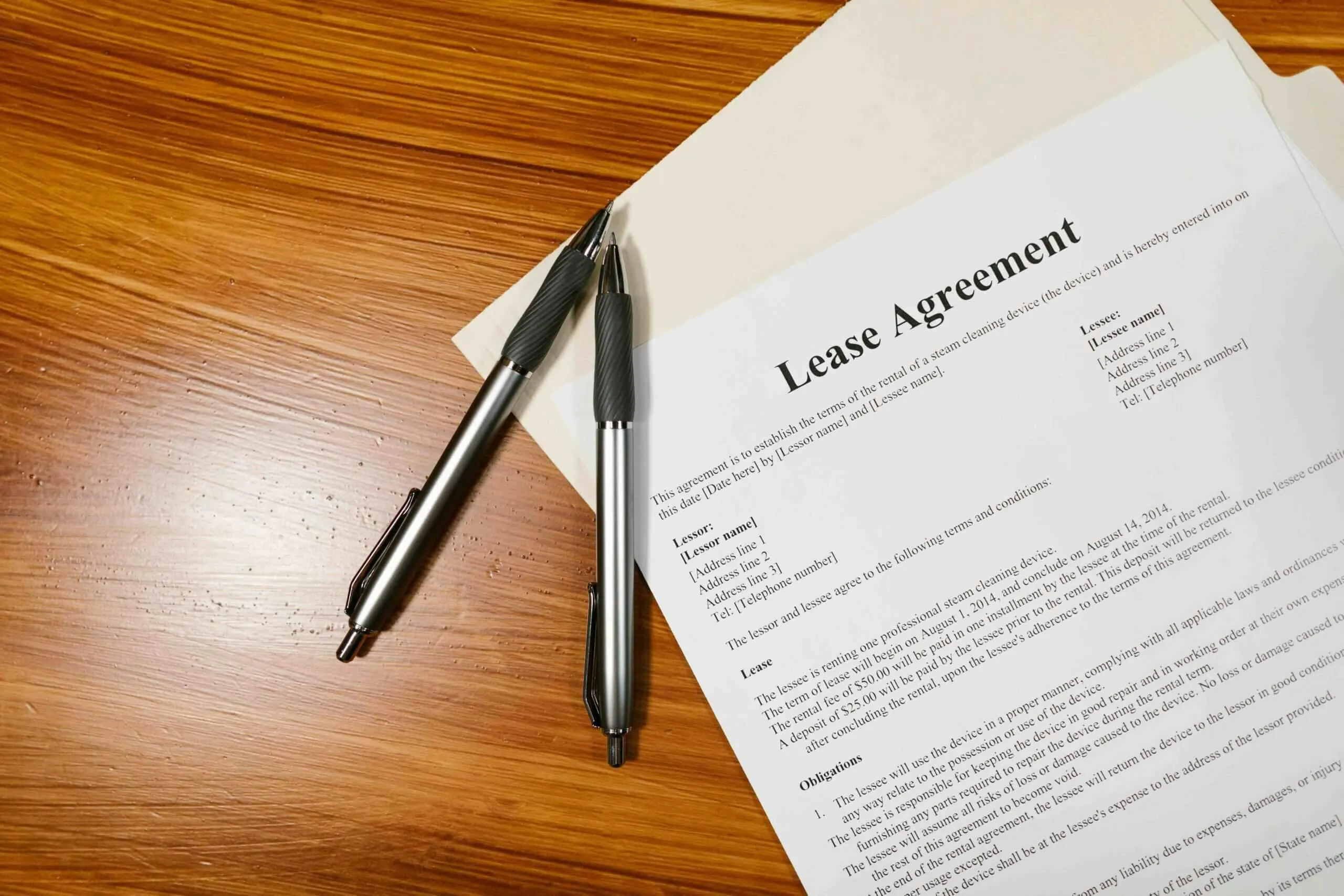 lease agreement being signed