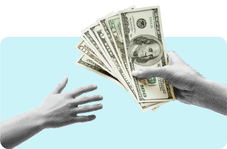 Hands exchanging money