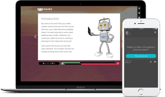 Aceable courses on a laptop and mobile device