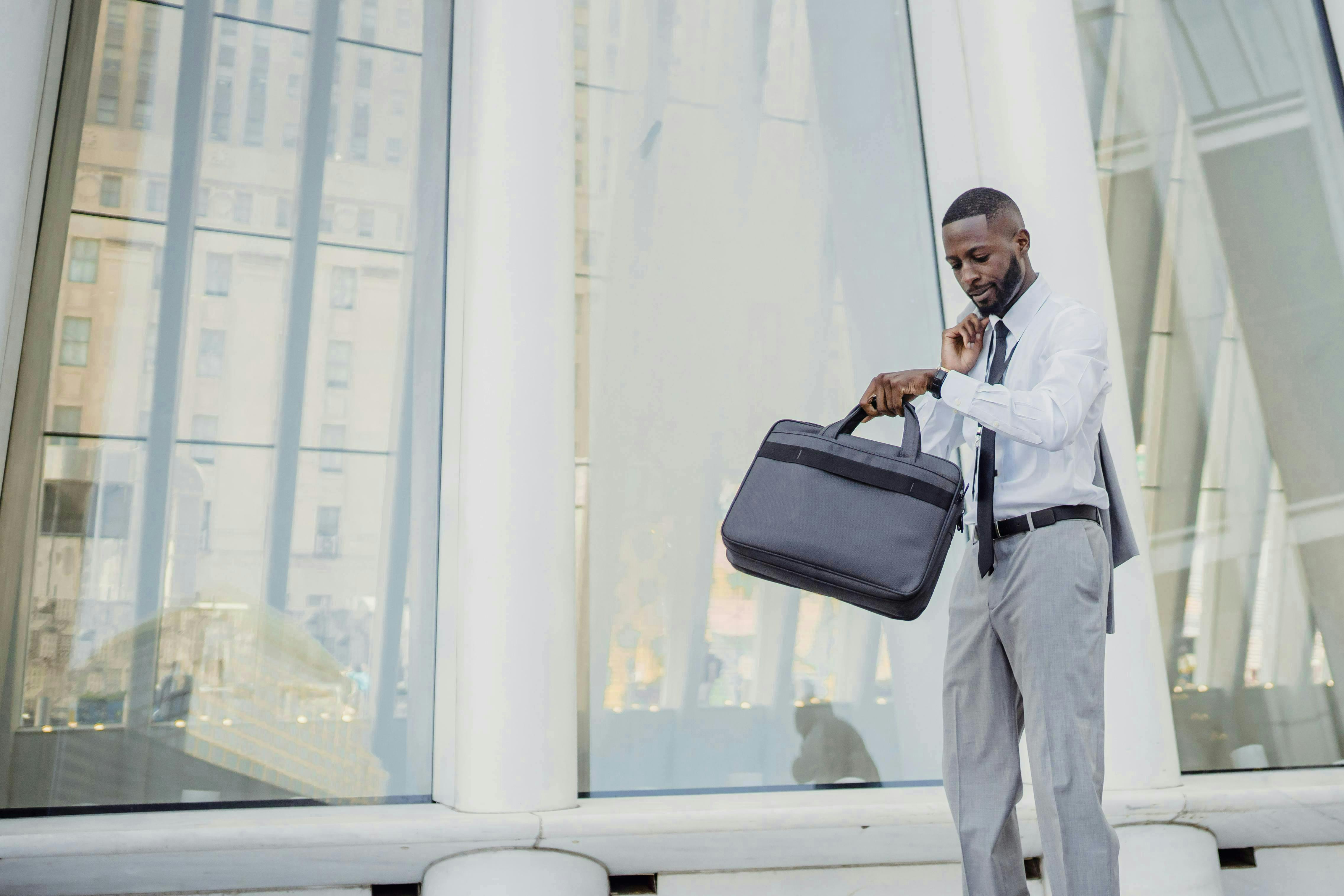 man holding briefcase